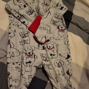 Newborn Dog footies with fold over mittens